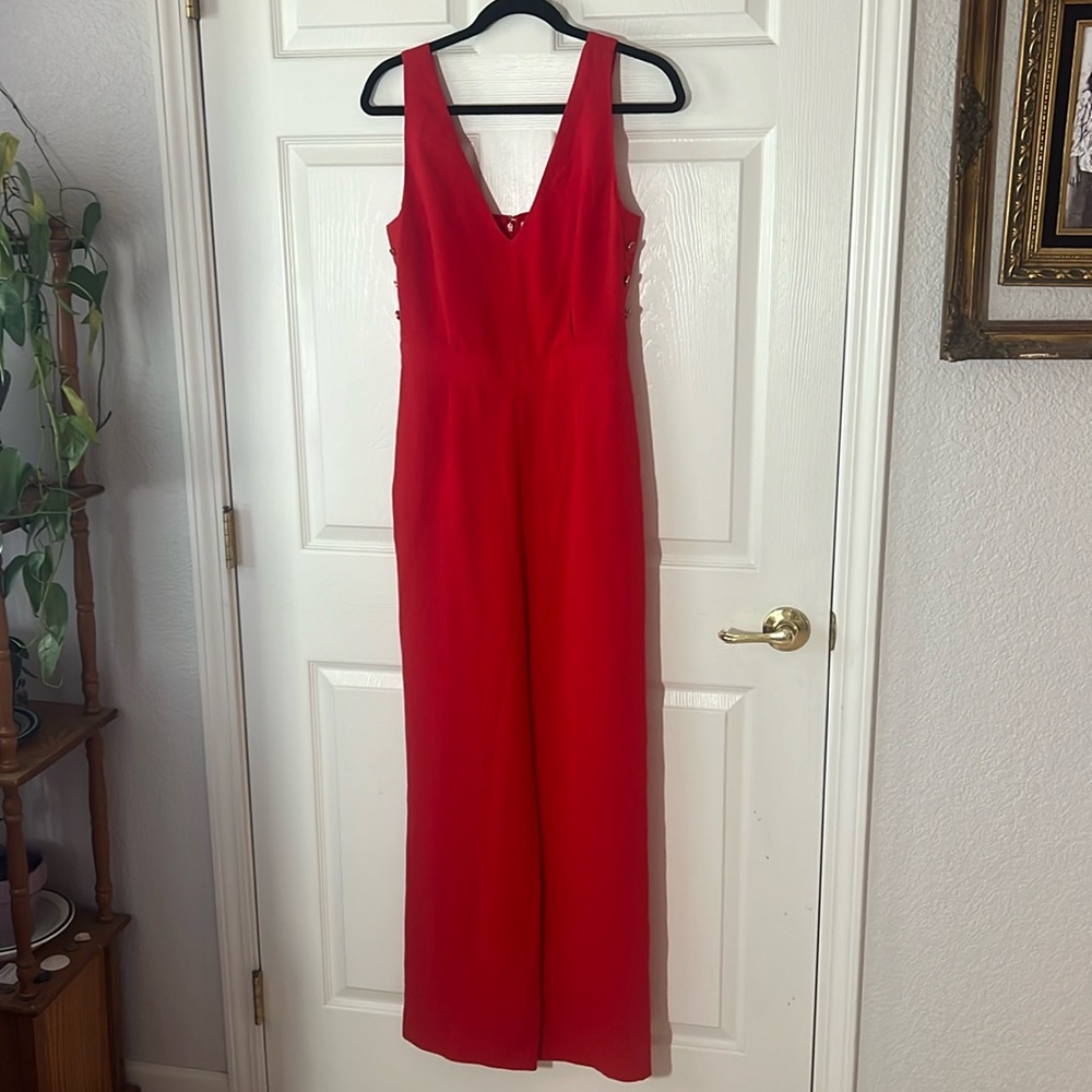 NWT Sezane Vanille Sleeveless V-neck Jumpsuit Red Rouge, Size 38 (US 6 - UK 10)